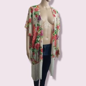Floral Fringe Miin Top Sz Medium